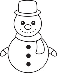 Festive Snowman Illustration Simple Black and White Holiday Cheer with Classic Top Hat and Button Accents
