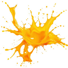 dynamic mango-passionfruit juice  paint splash isolated on white background  