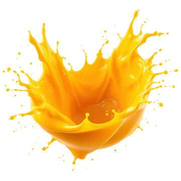 dynamic mango juice  paint splash in dynamic motion on white background  