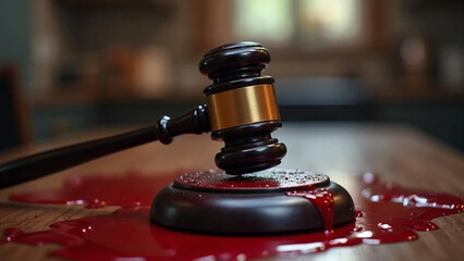 Gavel in blood
