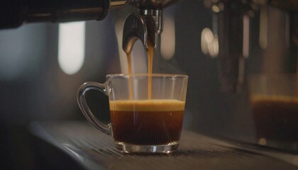 Cafetera espress realizando un café cremoso