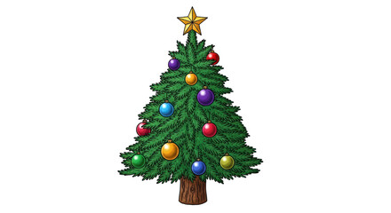 Isolated Christmas Tree with Ornaments