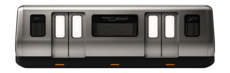 Metro car equipped with digital route maps and illuminated door panels