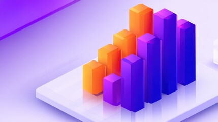 Abstract data visualization with colorful bar graphs on a sleek digital interface background