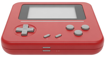 Isolated Red Handheld Game Console