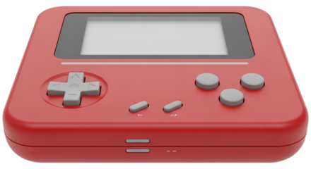 Isolated Red Handheld Game Console
