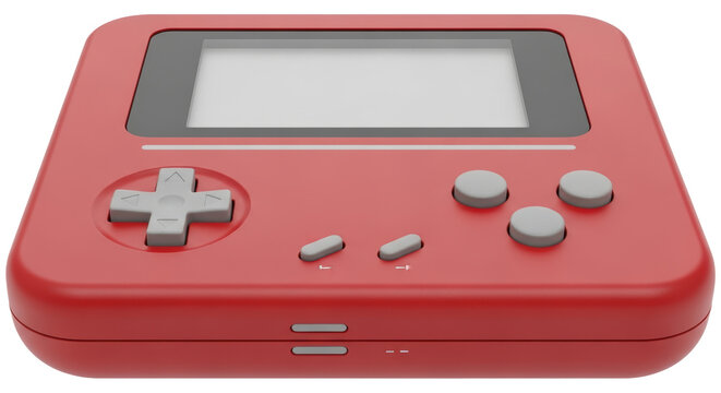 Isolated Red Handheld Game Console