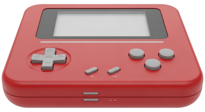 Isolated Red Handheld Game Console