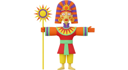 Isolated Ancient Egyptian Character Holding Staff