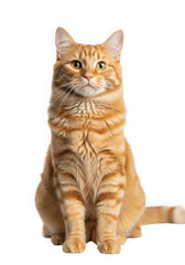 Obraz premium Orange Tabby Cat Sitting Isolated on White Background