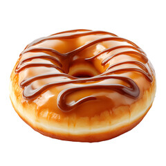 Fototapeta premium Delicious Round Donut with Caramel and Vanilla Toppings on Top