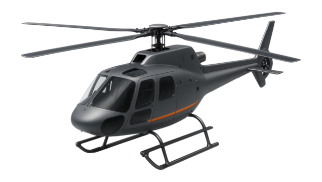 Utility helicopter with robust landing skids and dual coaxial rotor blades