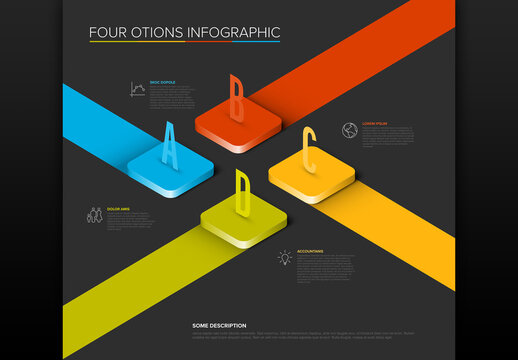 Four Options Infographic with Colorful Paths and Icons