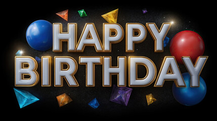 Colorful birthday greeting with geometric shapes and vibrant colors, perfect for celebrations and joyful occasions