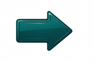 Teal glossy arrow pointing right, perfect for presentations, websites, and graphic design projects with transparent background