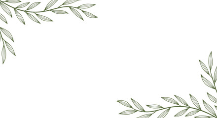 Green leafy vines corner decoration for elegant design background
