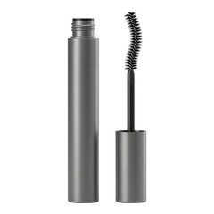 Fototapeta premium Mascara tube and wand isolated on transparent background