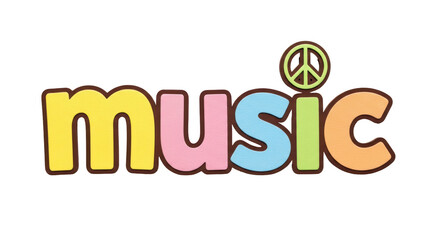 Isolated Music Text with Peace Symbol