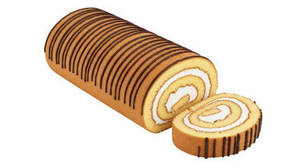 Isolated Rolled Cake with Chocolate