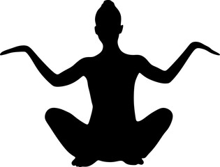 Silhouette meditates peacefully arms outstretched