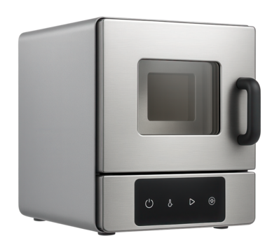 Muffle furnace with a corrosion-resistant coating and a compact footprint for annealing in a dental laboratory