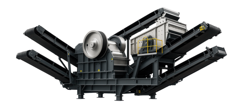 Stationary crushing plant with multiple stages of crushers and screens for large-scale aggregate production.