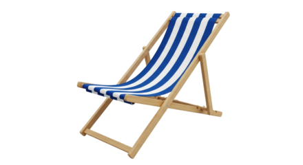 Isolated Blue and White Striped Deck Chair