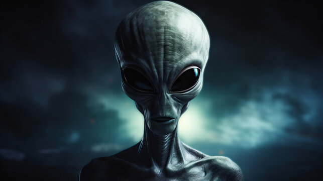 The Fantastical Creature in Space. Portrait of Alien