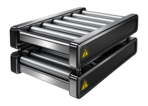 Double-deck roller conveyor with parallel tracks for an automotive assembly line