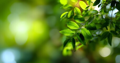 Obraz premium Blurred green nature background with bokeh effect for spring or summer concept. 