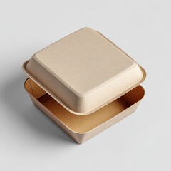 Square food container, light beige