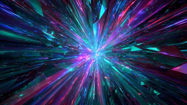 Abstract flight in retro neon hyper warp space in the tunnel 3d illustration.