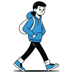 Obraz premium Man Walking with Backpack and Hiking Graphic