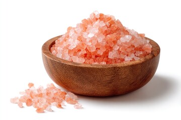 Pink Himalayan salt in wooden bowl