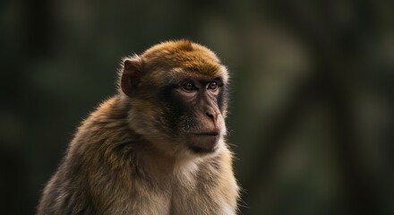 Fototapeta premium Barbary Macaque Portrait - A Close-Up of a Wild Monkey.