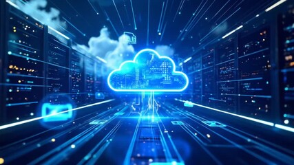 Futuristic network cloud infrastructure showcases seamless connectivity and data transmission with - Powered by Adobe