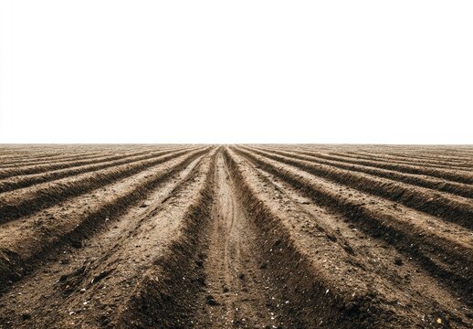 Plowed field stretches to horizon