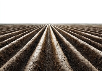 Plowed field, straight rows