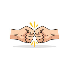 Fist Bump Between Two Light-Skinned Hands – Flat Vector SVG on Transparent Background for Teamwork Campaigns, Social Apps, and Sports Graphics in Neutral Beige and Yellow Tones