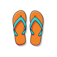 Bright Orange and Turquoise Flip-Flops – Flat Vector SVG on Transparent Background for Summer Promotions, Beachwear Stores, and Vacation Apps in Youthful Color Palette with Ethnically Neutral Appeal