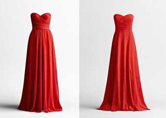 Red strapless maxi dress