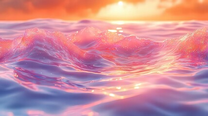 Serene ocean waves reflecting a vibrant sunset, creaing a tranquil and dreamy tmosphere perfect for relaation and inspiration.