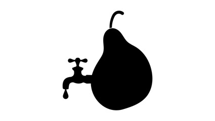 pear juice symbol, black isolated silhouette