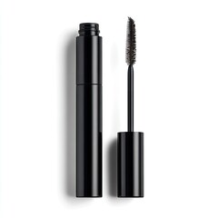 Obraz premium Black mascara tube and wand on white background (4)