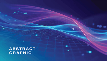 Abstract Graphic Illustration Featuring Flowing Wave Design and Blue Tones