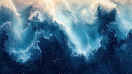Abstract ocean waves in soothing blue and cream tone, evoking tranquility and epth, perfect for wellnessand nature-themed projects