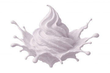 Pink whipped cream splashing, isolated on a transparent background, perfect for food and beverage advertising