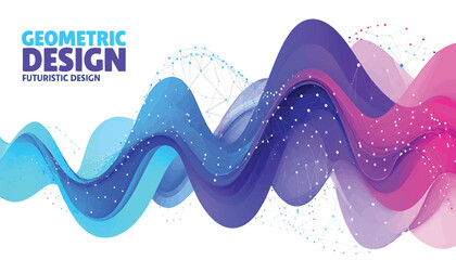 Abstract Futuristic Wavy Geometric Design with Blue and Pink Gradient
