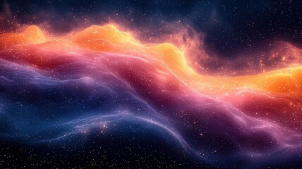 Vibrant cosmic nebula with swirling colors of orange pink, and blue, evoking asense of wonder and explortion in the universe.
