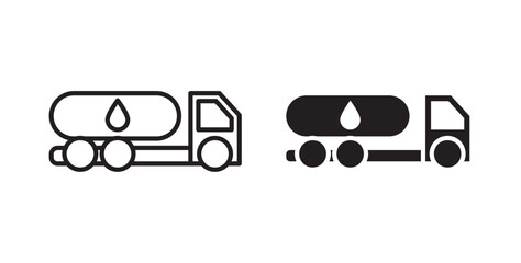Fuel truck icon. Thin line fuel truck icon from construction collection. fuel truck symbol can be used web and mobile . Vector illustration with stroke and fill on a white background.